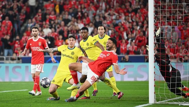 أهداف مباراة إنتر ميلان وبنفيكا في ذهاب ربع نهائي دوري الأبطال